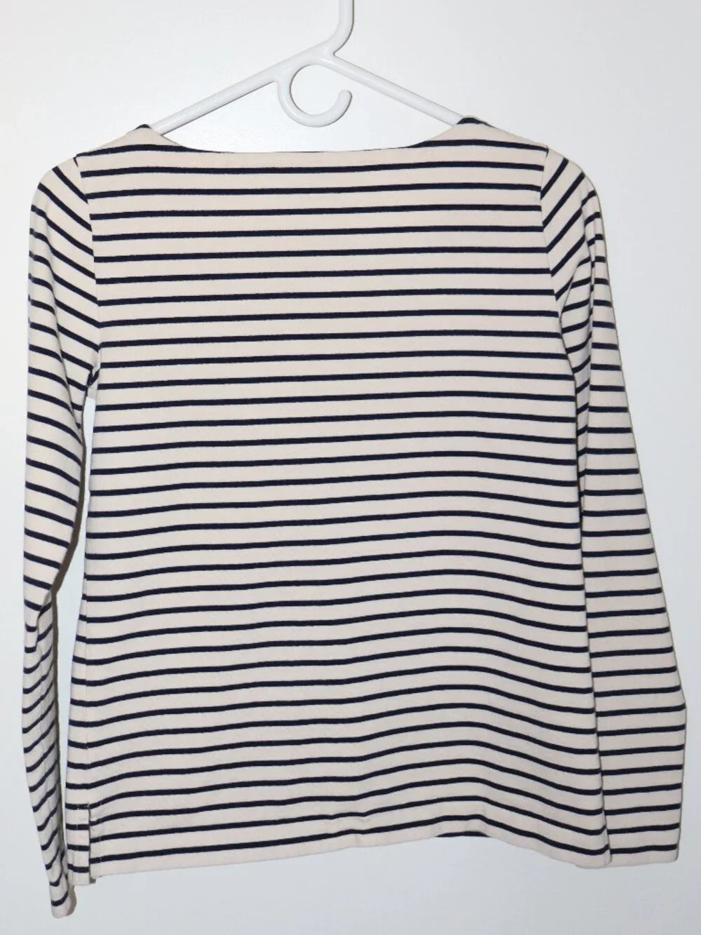 J.Crew Striped Long Sleeve Boat Neck Top Navy & Ivory XS
